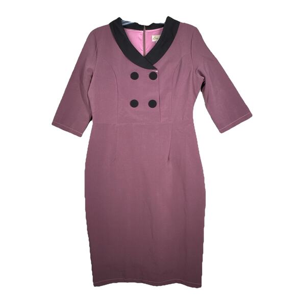 Lindy Bop Dress Womens 12 Purple Mauve Deanna 50s Pin-Up Wiggle Rockabilly Retro - Picture 1 of 9